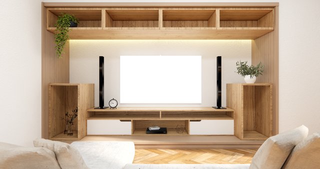tv cabinet in modern empty room wall shelf design hidden light j